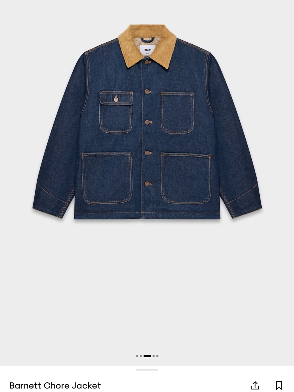 TNA Dark Blue Denim Jacket with Tan Corduroy Collar